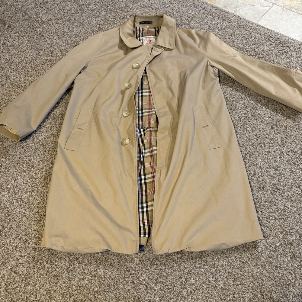 Baracuta four climes women size 40 trench coat brown plaid lining classic jacket
